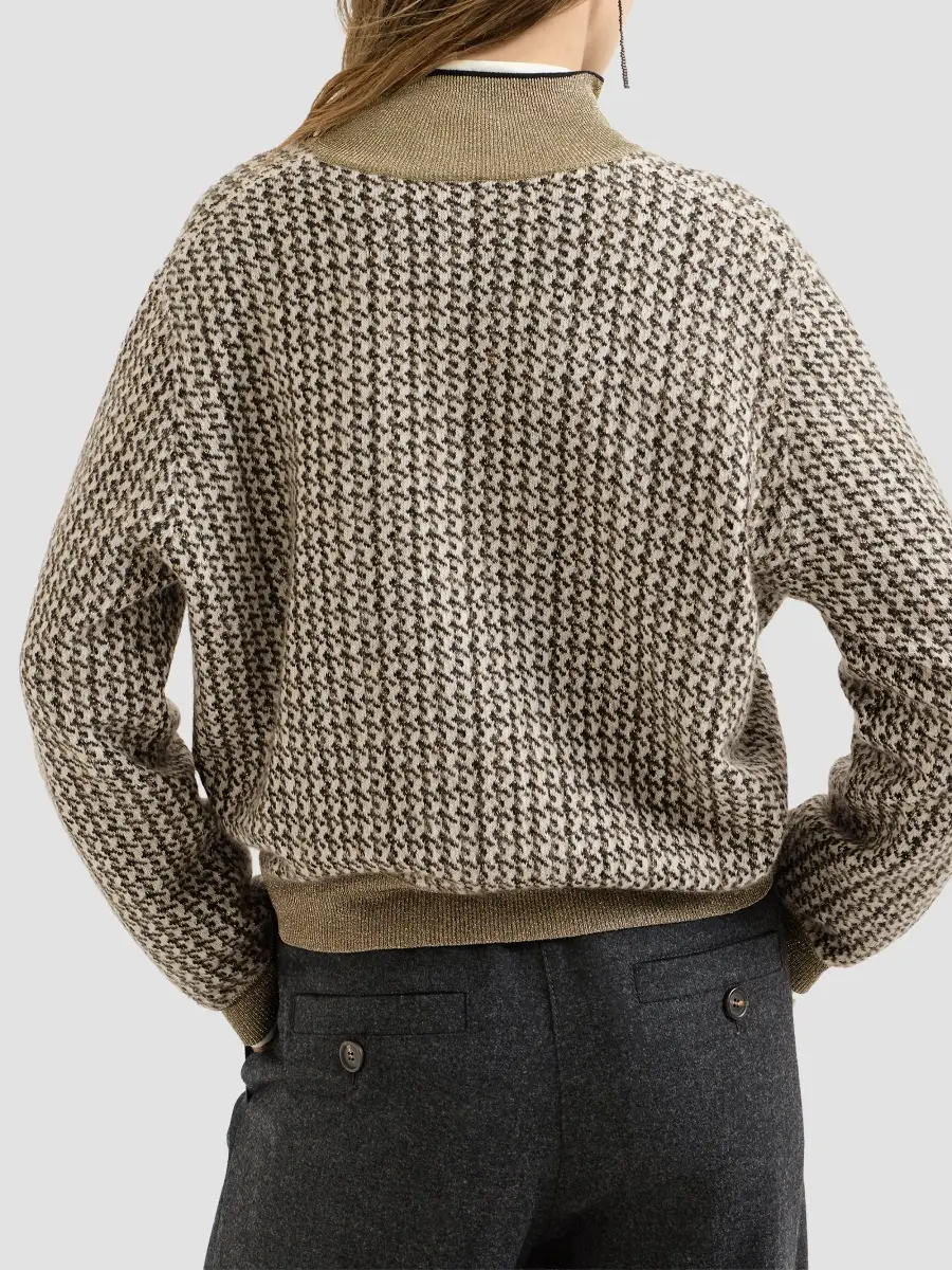 Brunello Cucinelli Women's Mohair, Virgin Wool and Cashmere Sparkling Houndstooth Turtleneck Sweater | Thumbnail 3 Brunello Cucinelli Women's Mohair, Virgin Wool and Cashmere Sparkling Houndstooth Turtleneck Sweater | Thumbnail 3