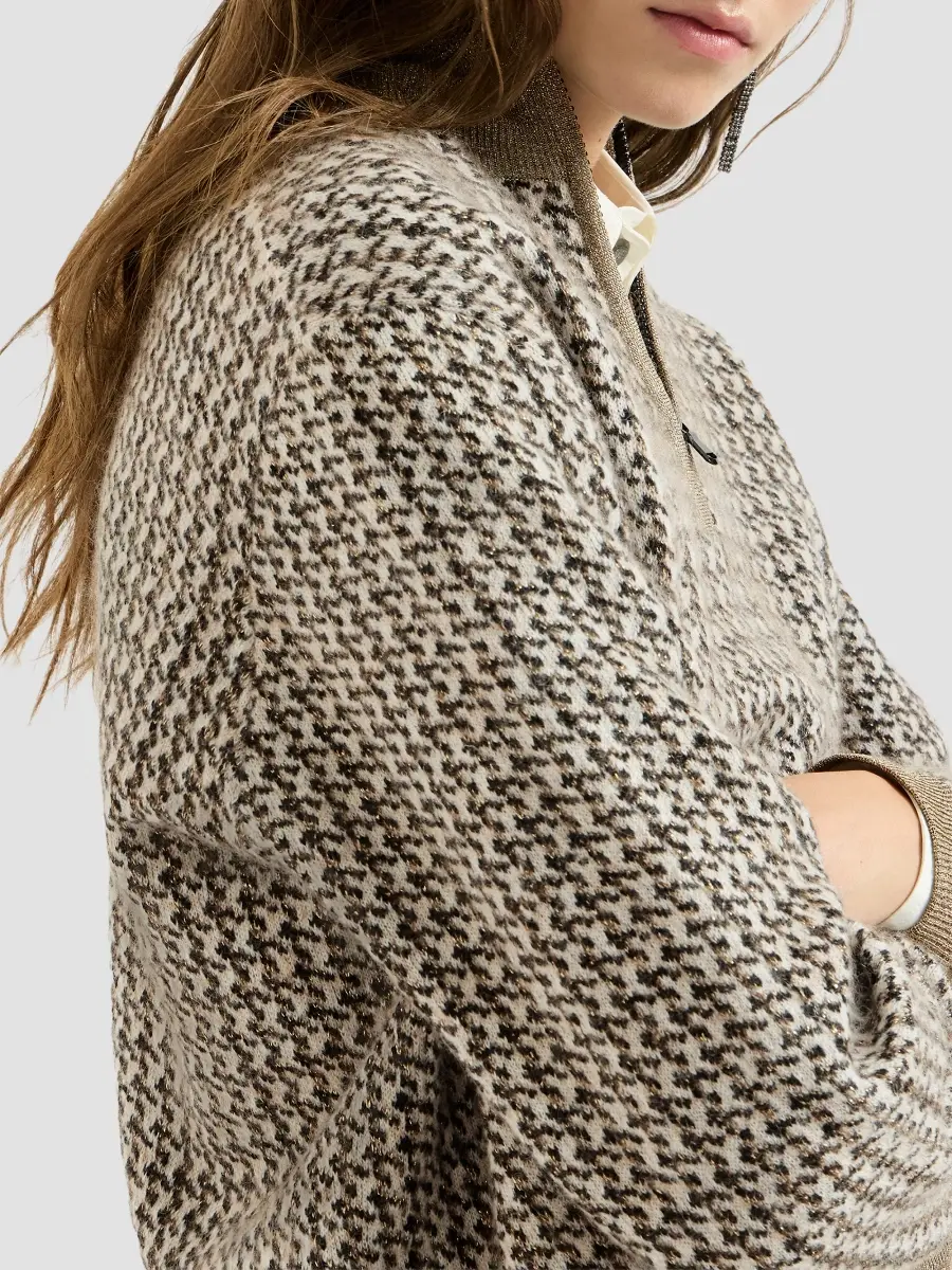 Brunello Cucinelli Women's Mohair, Virgin Wool and Cashmere Sparkling Houndstooth Turtleneck Sweater | Thumbnail 5 Brunello Cucinelli Women's Mohair, Virgin Wool and Cashmere Sparkling Houndstooth Turtleneck Sweater | Thumbnail 5
