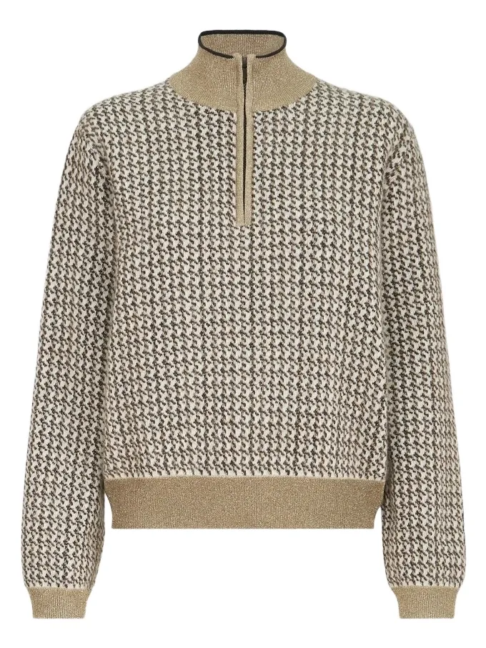 Women's Mohair, Virgin Wool and Cashmere Sparkling Houndstooth Turtleneck Sweater Women's Mohair, Virgin Wool and Cashmere Sparkling Houndstooth Turtleneck Sweater