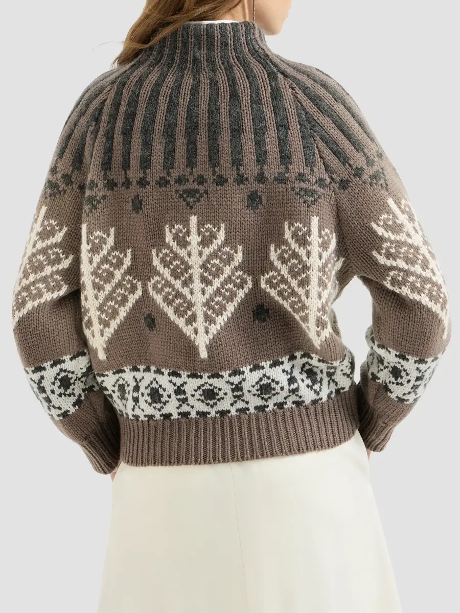 Brunello Cucinelli Women's Cashmere and Mohair Nordic Heritage High-Neck Sweater | Thumbnail 3 Brunello Cucinelli Women's Cashmere and Mohair Nordic Heritage High-Neck Sweater | Thumbnail 3