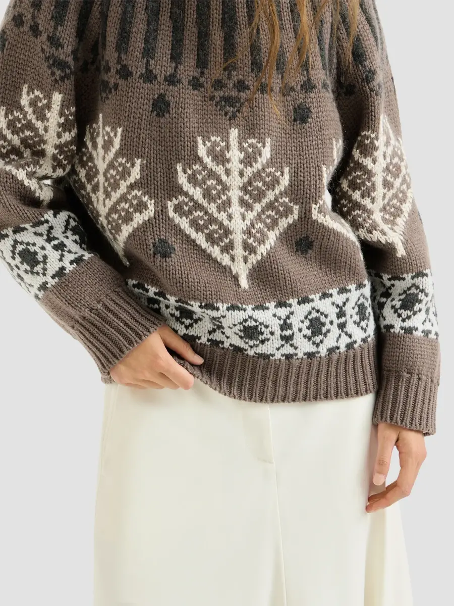 Brunello Cucinelli Women's Cashmere and Mohair Nordic Heritage High-Neck Sweater | Thumbnail 5 Brunello Cucinelli Women's Cashmere and Mohair Nordic Heritage High-Neck Sweater | Thumbnail 5