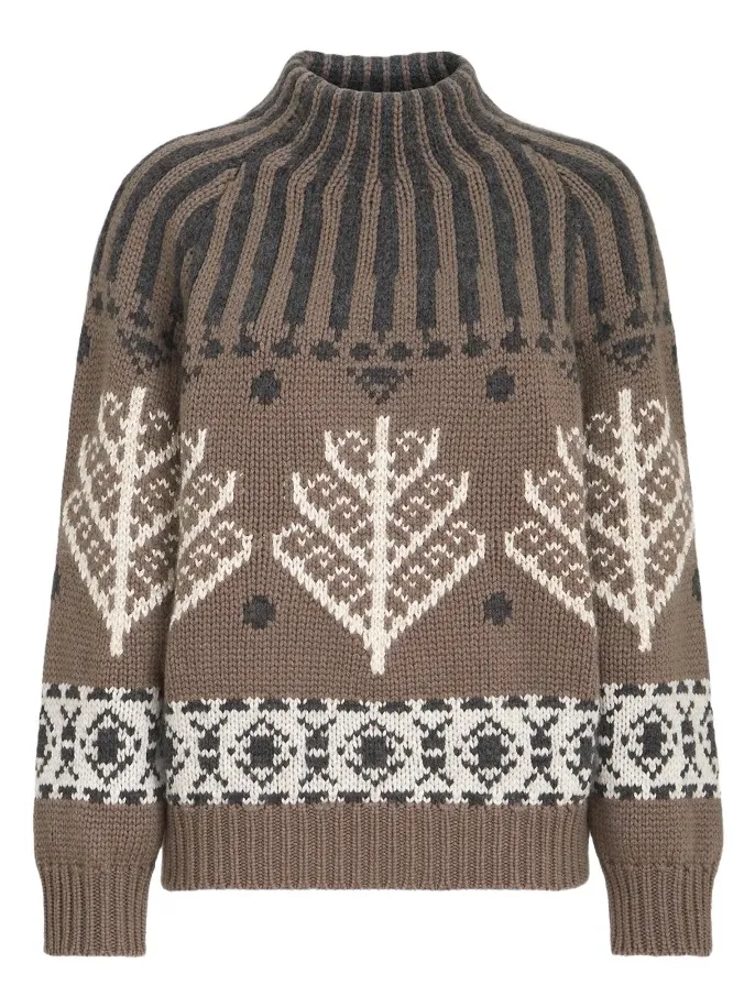 Women's Cashmere and Mohair Nordic Heritage High-Neck Sweater