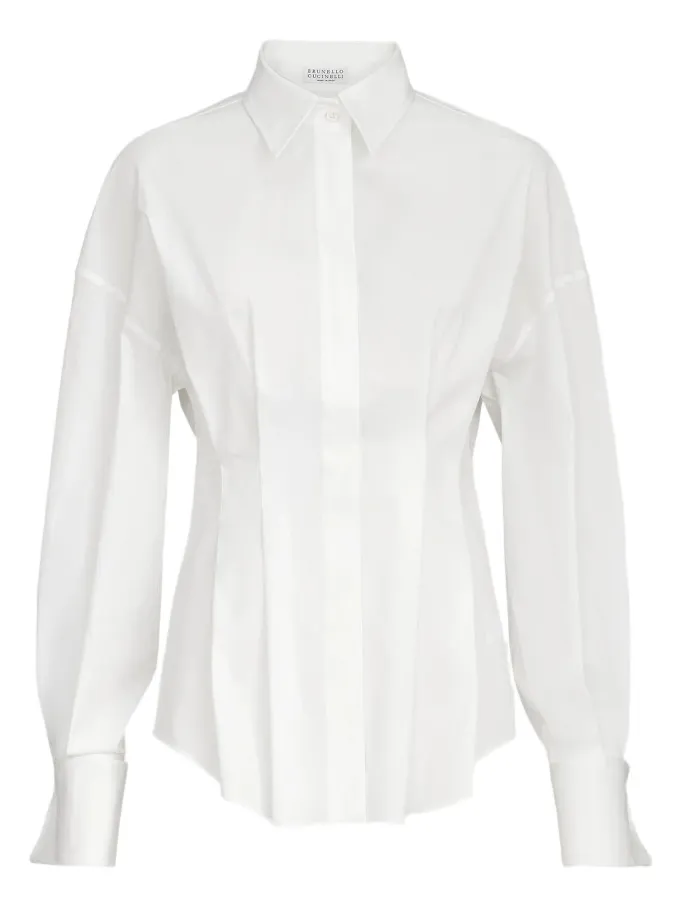 Women's Stretch Cotton Poplin Pleated Shirt Women's Stretch Cotton Poplin Pleated Shirt