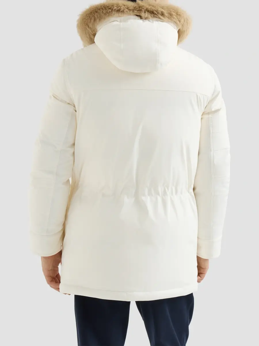 Brunello Cucinelli Men's Stretch Bonded Nylon Parka Jacket with Thermore Padding - Off White | Thumbnail 3 Brunello Cucinelli Men's Stretch Bonded Nylon Parka Jacket with Thermore Padding - Off White | Thumbnail 3