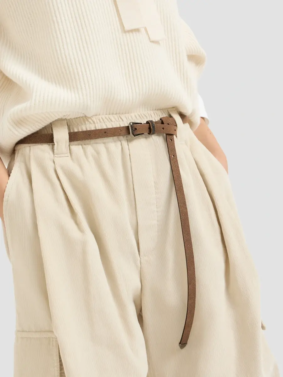 Brunello Cucinelli Women's Sparkling Textured Leather Belt with Shiny Loop - Hazelnut | Thumbnail 3 Brunello Cucinelli Women's Sparkling Textured Leather Belt with Shiny Loop - Hazelnut | Thumbnail 3