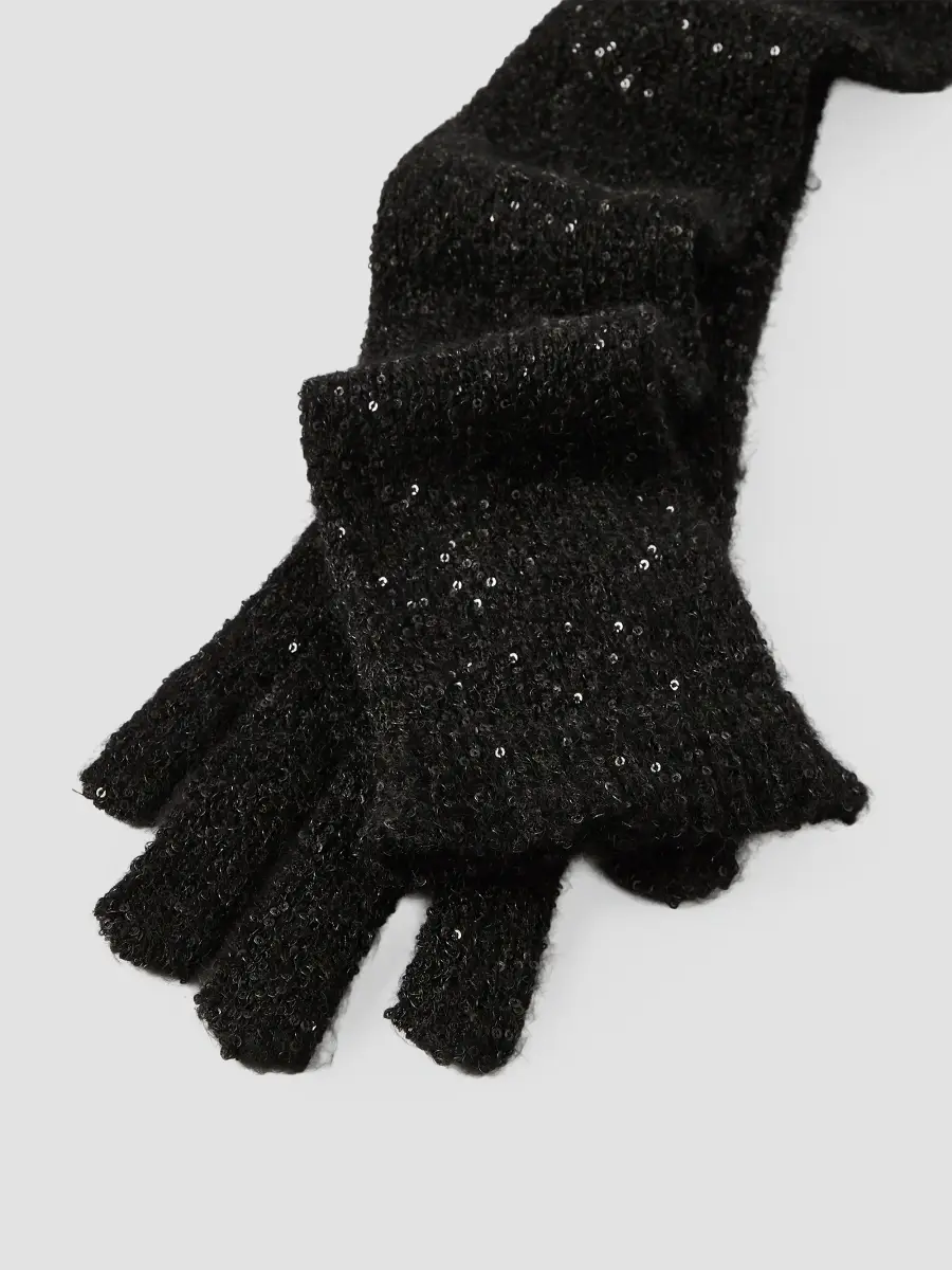 Brunello Cucinelli Women's Dazzling Texture Knit Gloves | Thumbnail 3 Brunello Cucinelli Women's Dazzling Texture Knit Gloves | Thumbnail 3