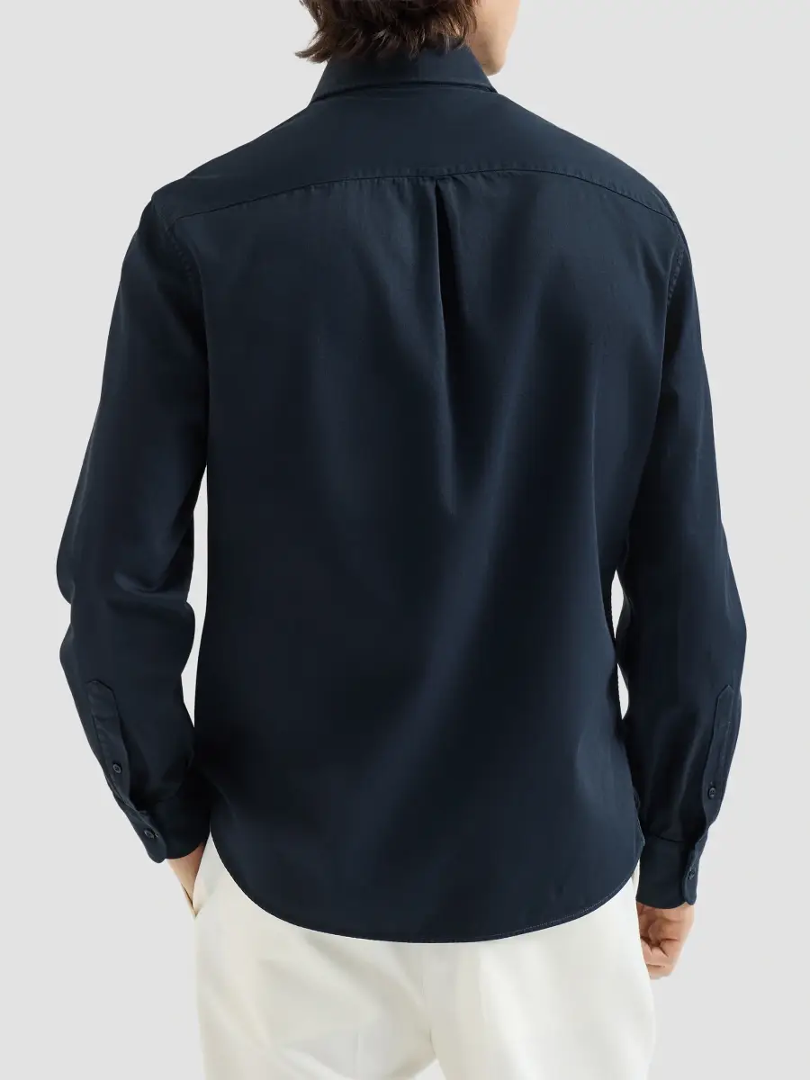 Brunello Cucinelli Men's Garment-Dyed Cotton Gabardine Shirt | Thumbnail 4 Brunello Cucinelli Men's Garment-Dyed Cotton Gabardine Shirt | Thumbnail 4
