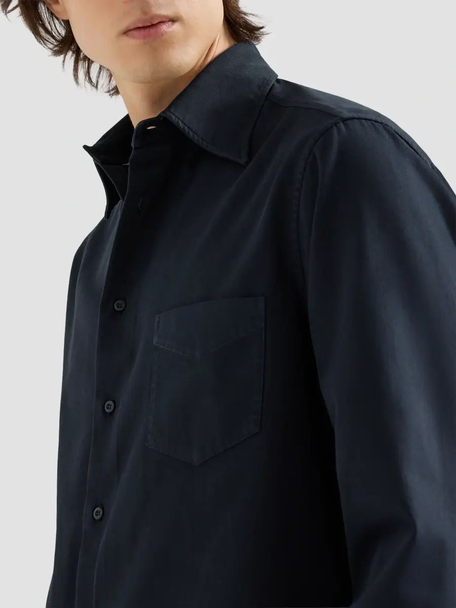 Brunello Cucinelli Men's Garment-Dyed Cotton Gabardine Shirt | Thumbnail 5 Brunello Cucinelli Men's Garment-Dyed Cotton Gabardine Shirt | Thumbnail 5