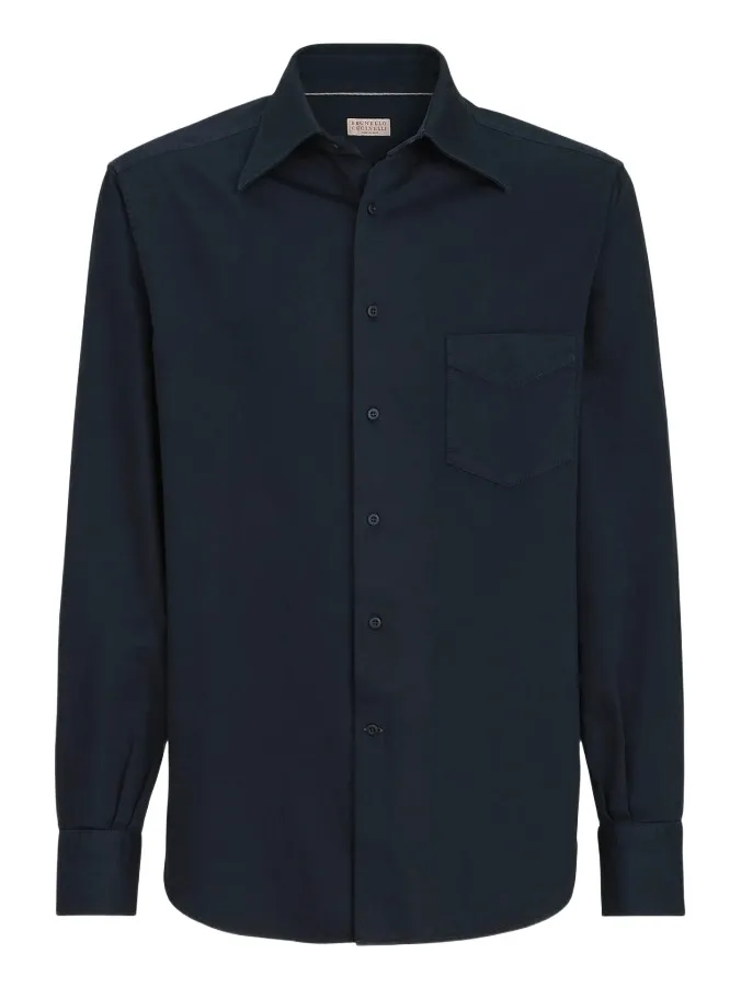 Brunello Cucinelli Men's Garment-Dyed Cotton Gabardine Shirt