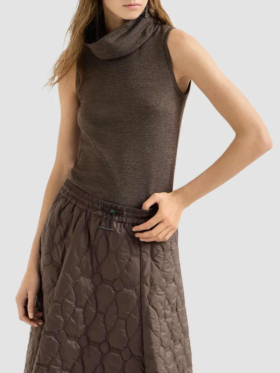 Brunello Cucinelli Women's Sparkling Virgin Wool Jersey Turtleneck Top | Thumbnail 3 Brunello Cucinelli Women's Sparkling Virgin Wool Jersey Turtleneck Top | Thumbnail 3