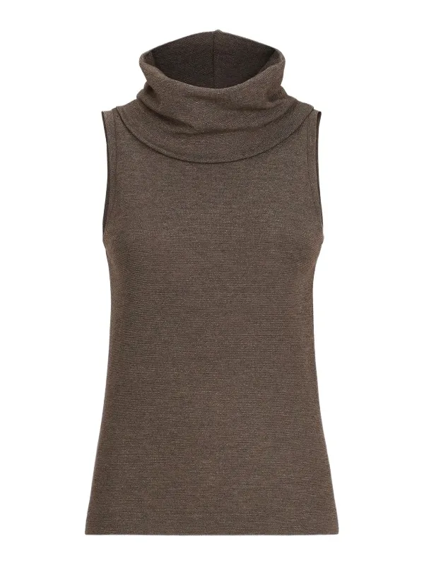 Brunello Cucinelli Women's Sparkling Virgin Wool Jersey Turtleneck Top