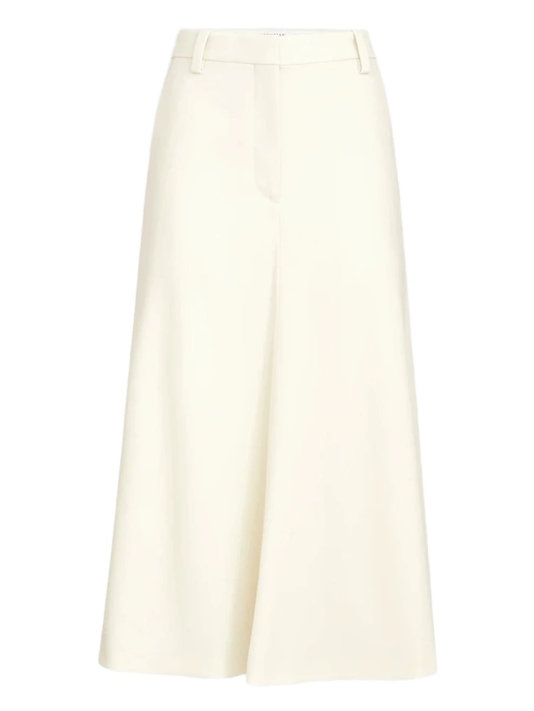 Women's Comfort Virgin Wool Gabardine Flute Skirt with Monili - Milk Women's Comfort Virgin Wool Gabardine Flute Skirt with Monili - Milk