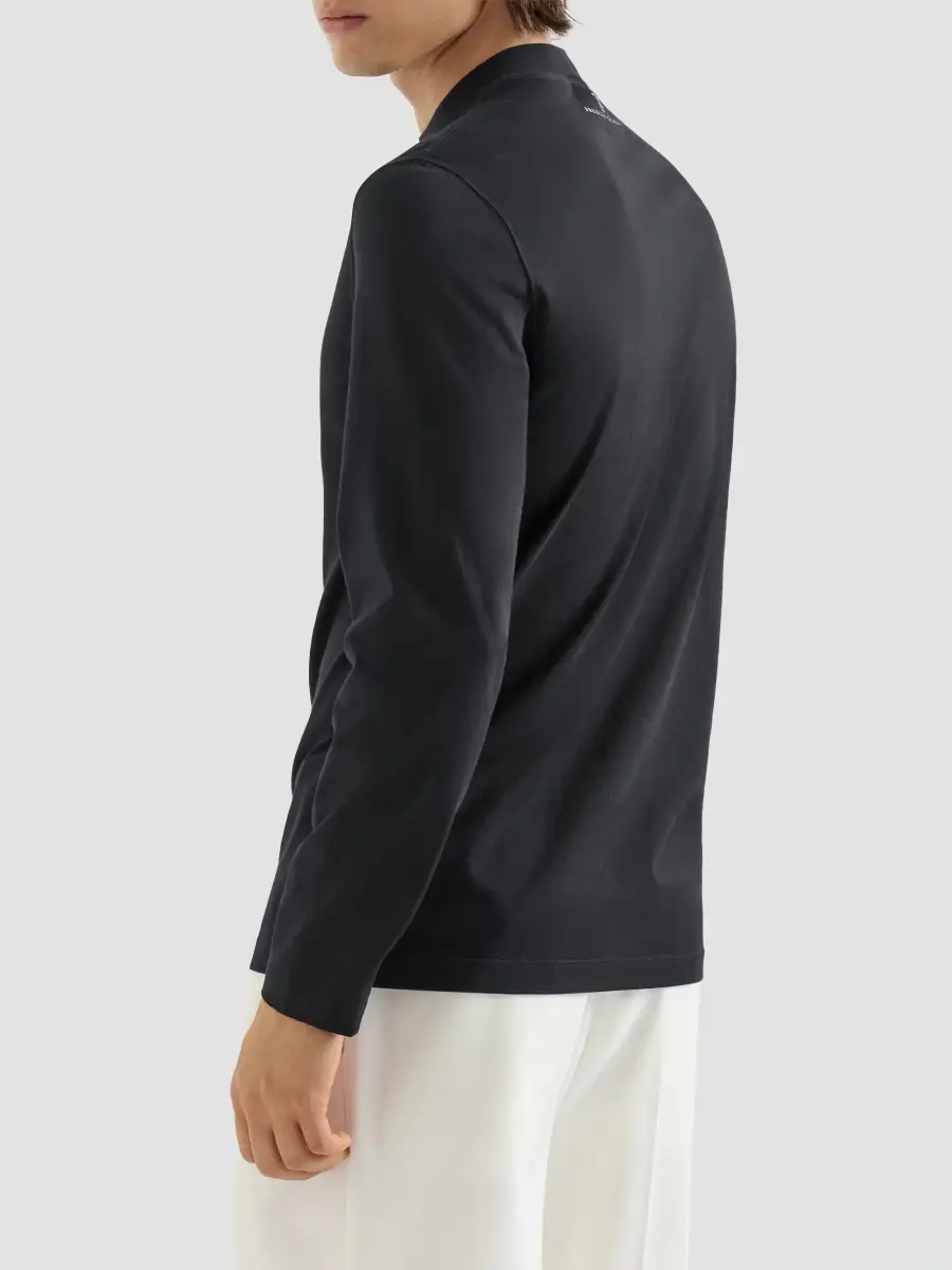 Brunello Cucinelli Men's Cotton Jersey Long Sleeve Mock Neck T-Shirt | Thumbnail 3 Brunello Cucinelli Men's Cotton Jersey Long Sleeve Mock Neck T-Shirt | Thumbnail 3