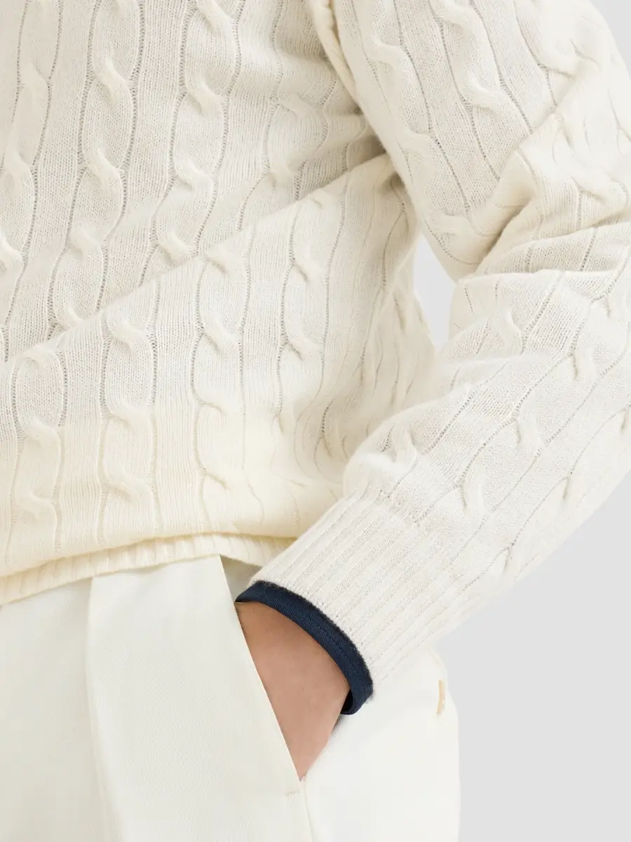 Brunello Cucinelli Men's Cashmere Cable Knit Turtleneck Sweater | Thumbnail 5 Brunello Cucinelli Men's Cashmere Cable Knit Turtleneck Sweater | Thumbnail 5