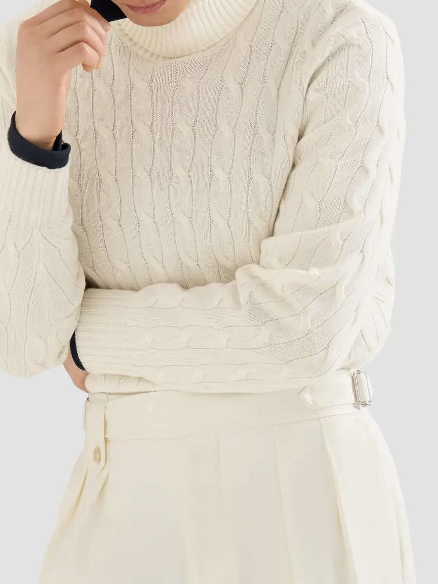 Brunello Cucinelli Men's Cashmere Cable Knit Turtleneck Sweater | Thumbnail 6 Brunello Cucinelli Men's Cashmere Cable Knit Turtleneck Sweater | Thumbnail 6