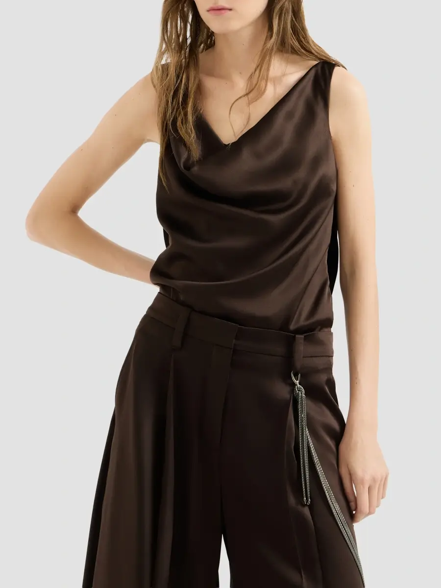 Brunello Cucinelli Women's Silk Satin Top | Thumbnail 3