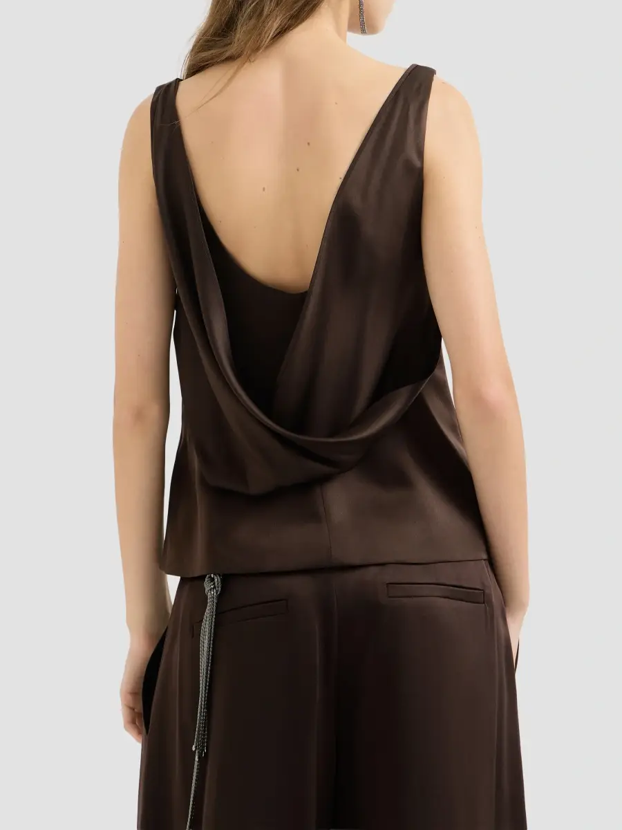 Brunello Cucinelli Women's Silk Satin Top | Thumbnail 4