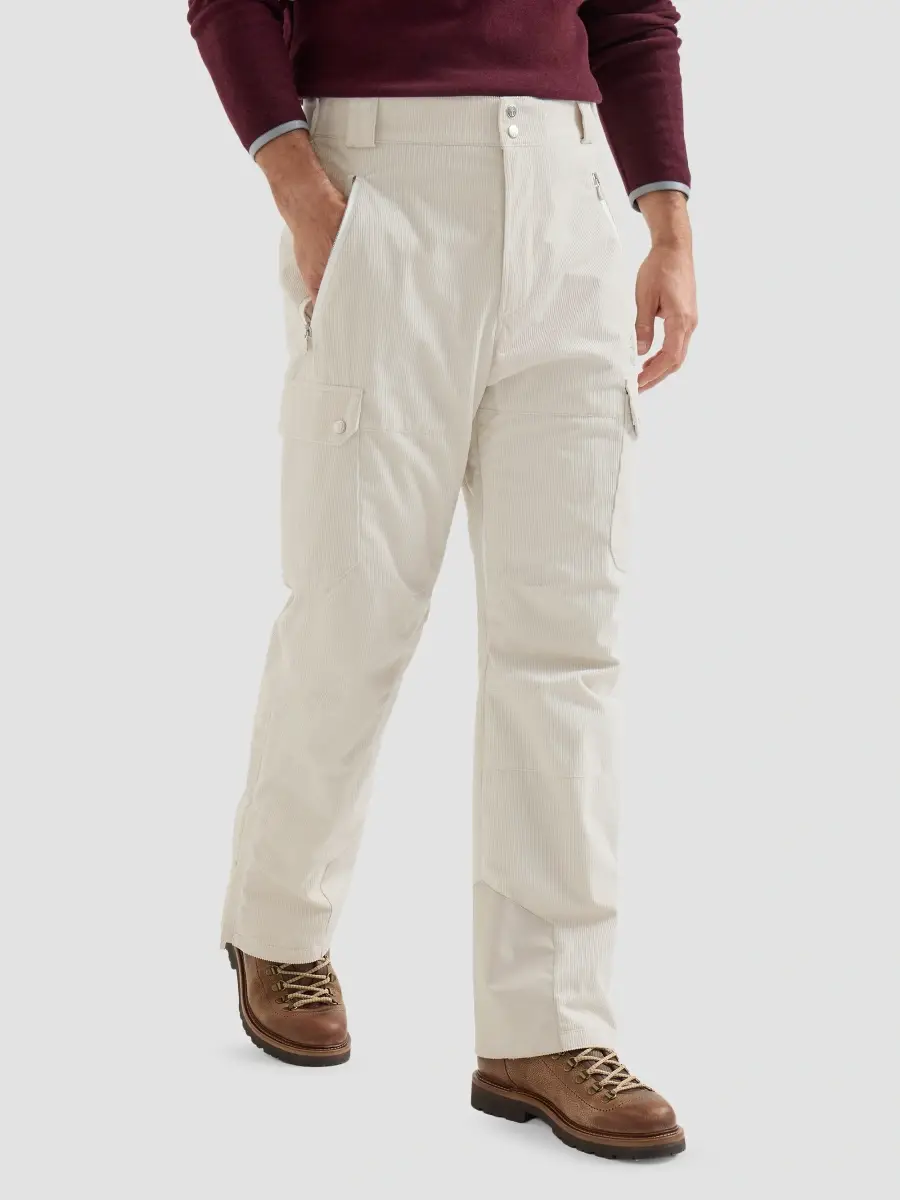 Brunello Cucinelli Men's Bonded Corduroy Mountain Trousers with Thermore Padding, Cargo Pockets and Logo - White | Thumbnail 3 Brunello Cucinelli Men's Bonded Corduroy Mountain Trousers with Thermore Padding, Cargo Pockets and Logo - White | Thumbnail 3