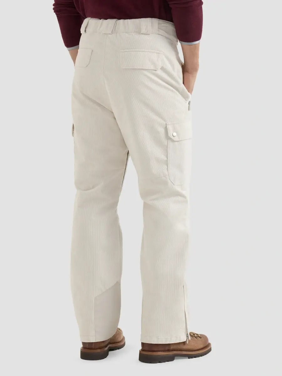 Brunello Cucinelli Men's Bonded Corduroy Mountain Trousers with Thermore Padding, Cargo Pockets and Logo - White | Thumbnail 4 Brunello Cucinelli Men's Bonded Corduroy Mountain Trousers with Thermore Padding, Cargo Pockets and Logo - White | Thumbnail 4