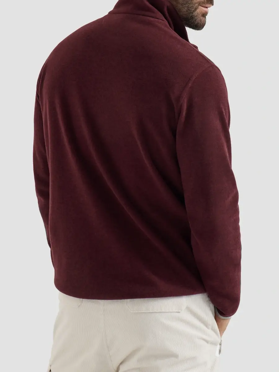 Brunello Cucinelli Men's Techno Cashmere and Cotton Sweatshirt with Half Zip - Burgundy | Thumbnail 4 Brunello Cucinelli Men's Techno Cashmere and Cotton Sweatshirt with Half Zip - Burgundy | Thumbnail 4