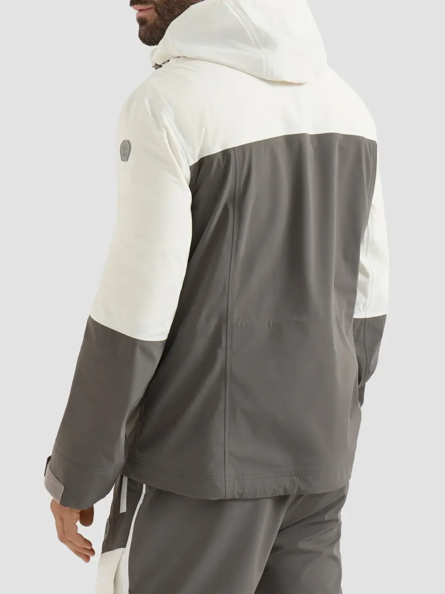 Brunello Cucinelli Men's Mountain Performance Jacket in Bonded Taffeta - Off White | Thumbnail 3 Brunello Cucinelli Men's Mountain Performance Jacket in Bonded Taffeta - Off White | Thumbnail 3