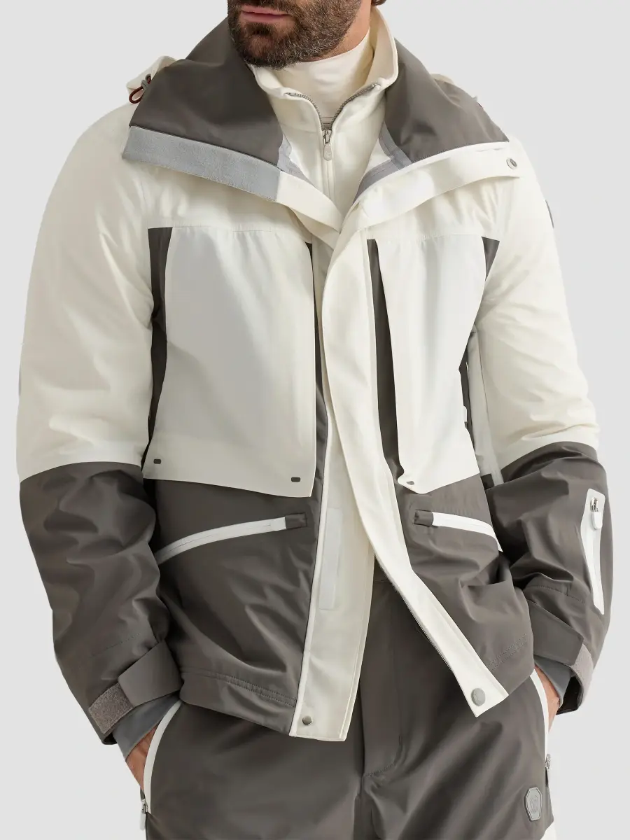 Brunello Cucinelli Men's Mountain Performance Jacket in Bonded Taffeta - Off White | Thumbnail 4 Brunello Cucinelli Men's Mountain Performance Jacket in Bonded Taffeta - Off White | Thumbnail 4