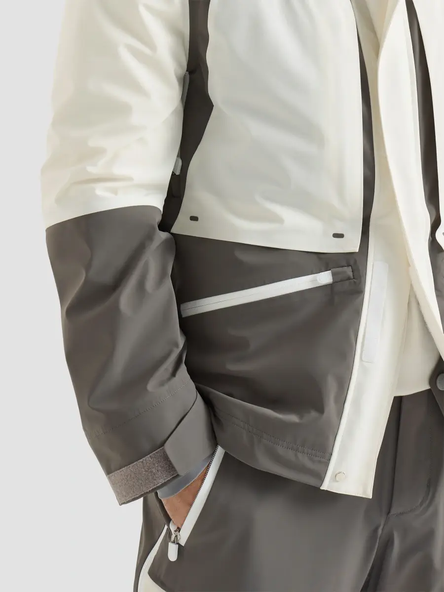 Brunello Cucinelli Men's Mountain Performance Jacket in Bonded Taffeta - Off White | Thumbnail 5 Brunello Cucinelli Men's Mountain Performance Jacket in Bonded Taffeta - Off White | Thumbnail 5