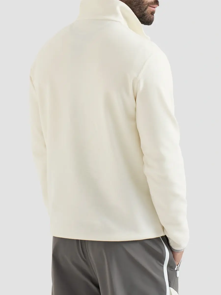 Brunello Cucinelli Men's Techno Cashmere and Cotton Sweatshirt with Half Zip - Panama | Thumbnail 4 Brunello Cucinelli Men's Techno Cashmere and Cotton Sweatshirt with Half Zip - Panama | Thumbnail 4