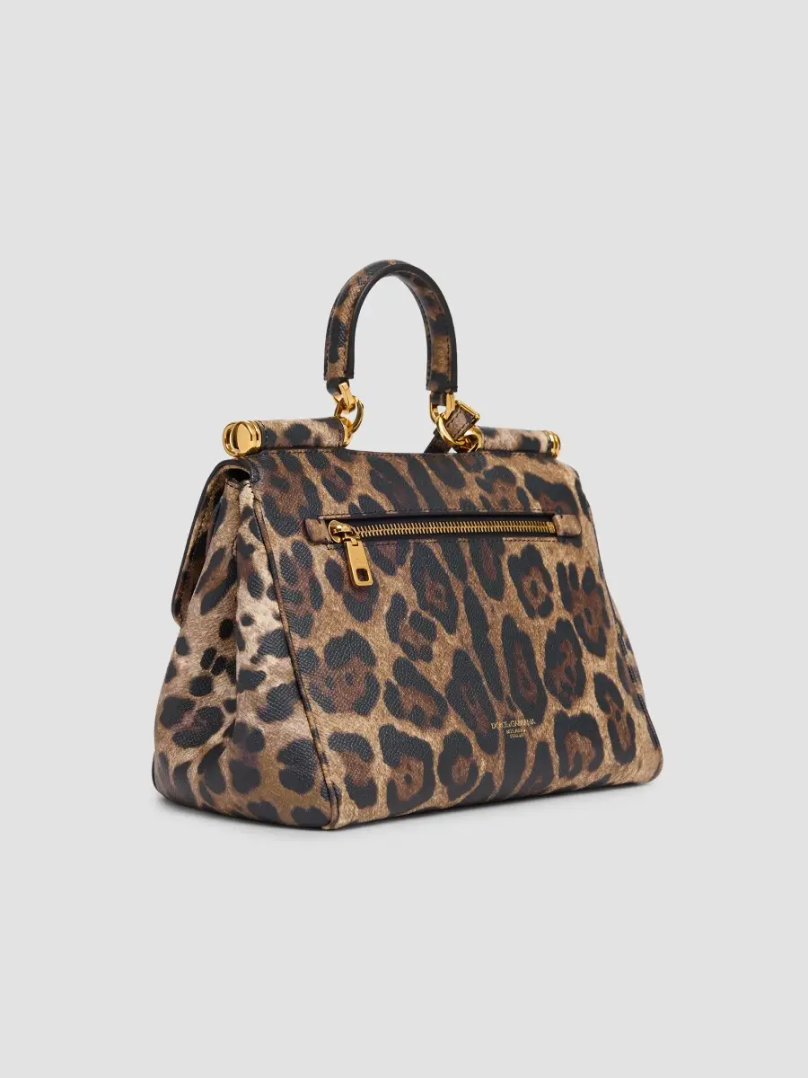 Dolce & Gabbana Women's Sicily Leopard-Print Leather Top Handle Bag | Thumbnail 3