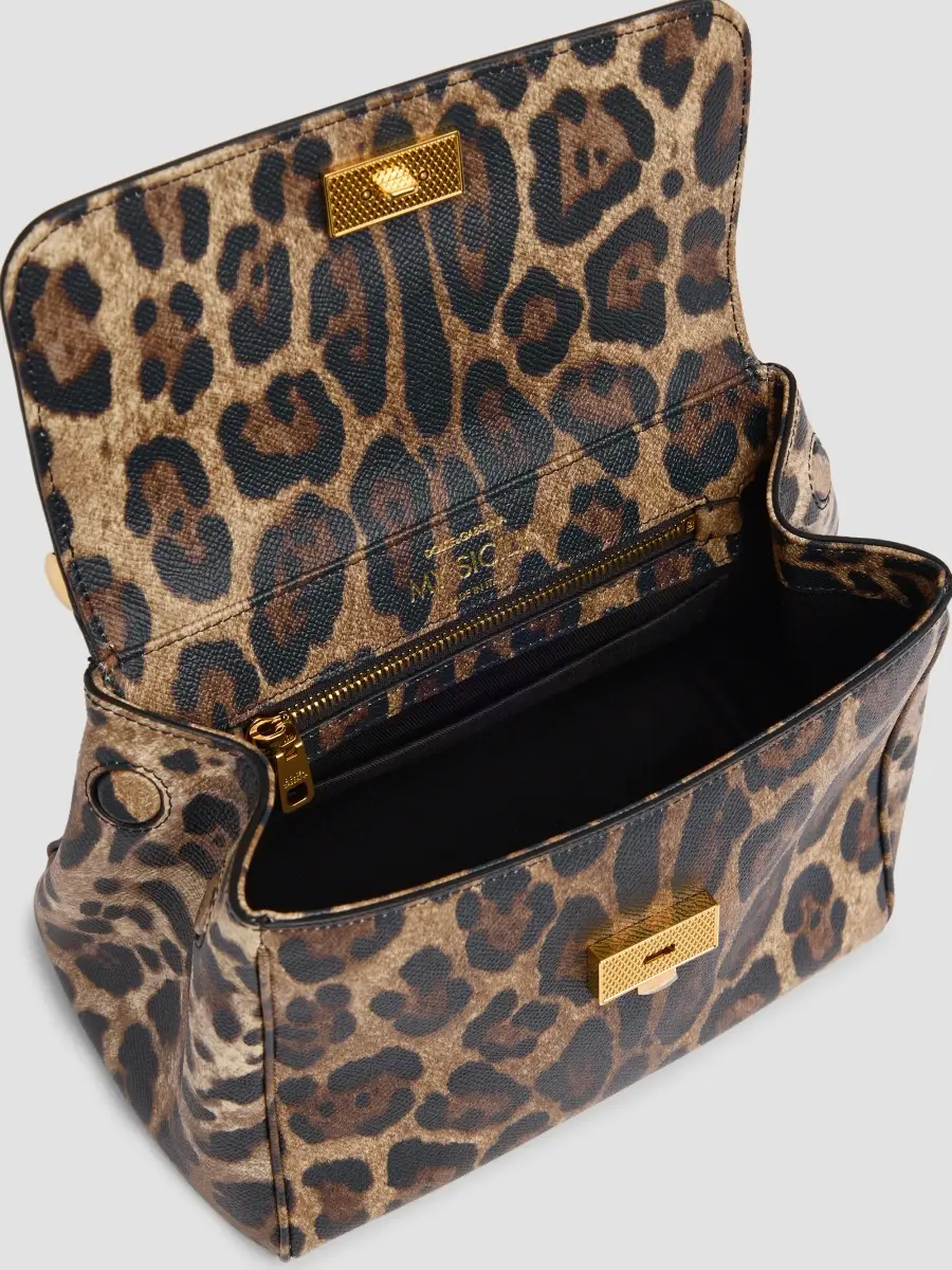 Dolce & Gabbana Women's Sicily Leopard-Print Leather Top Handle Bag | Thumbnail 4
