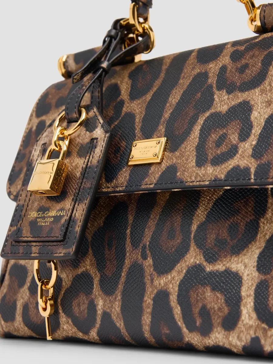 Dolce & Gabbana Women's Sicily Leopard-Print Leather Top Handle Bag | Thumbnail 6