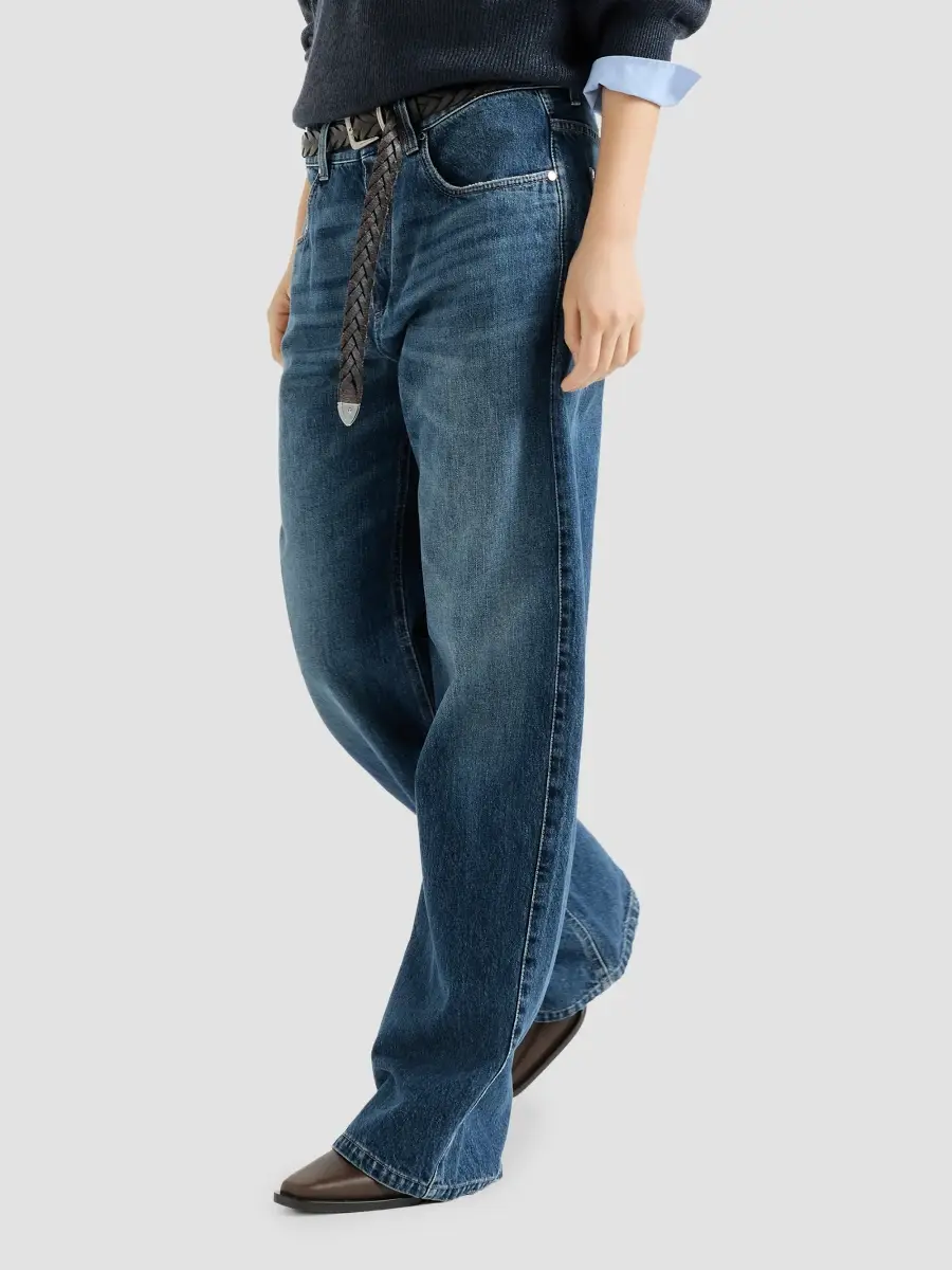 Brunello Cucinelli Women's Authentic Denim Contemporary Loose Trousers With Monili - Denim | Thumbnail 4