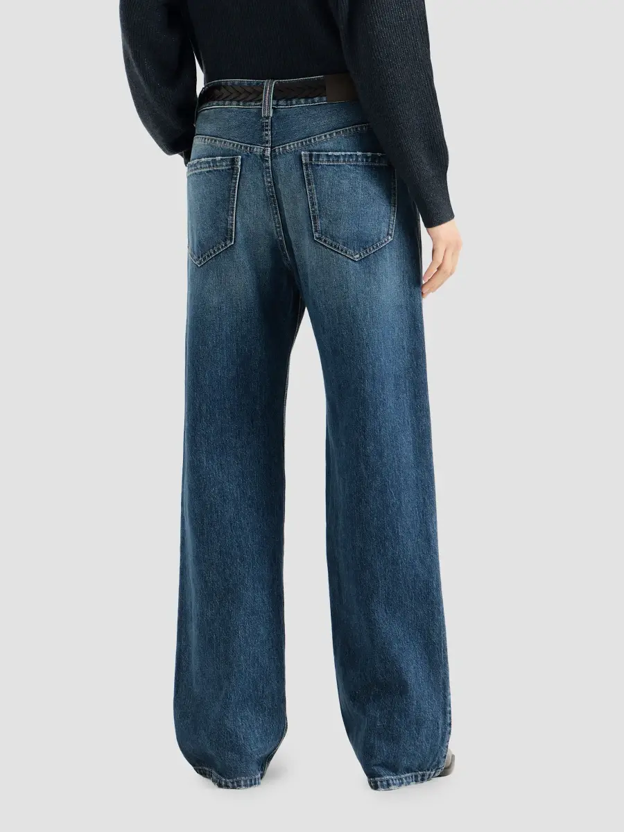 Brunello Cucinelli Women's Authentic Denim Contemporary Loose Trousers With Monili - Denim | Thumbnail 5