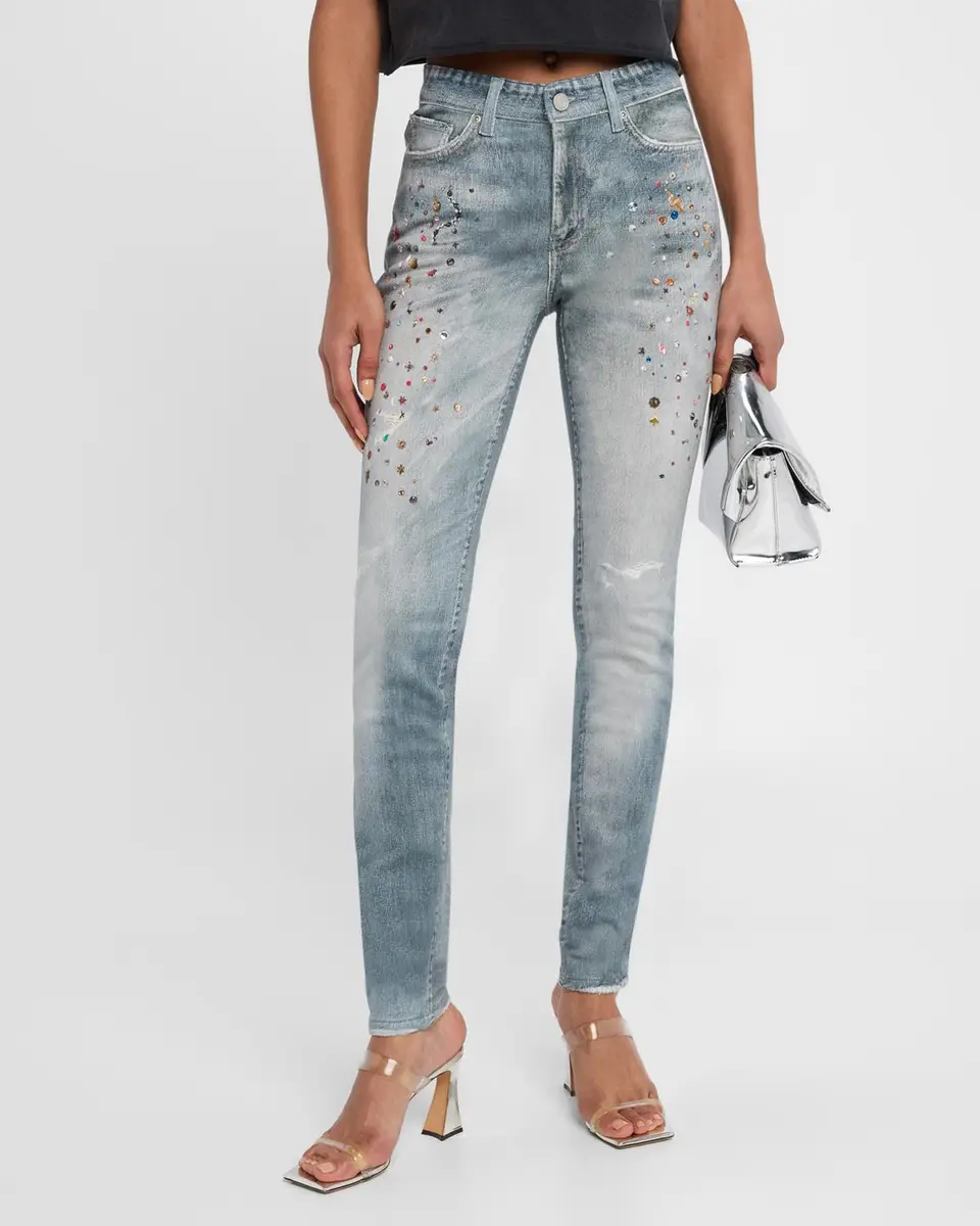 PURPLE Cyanine Jewel-Print Skinny Jeans | Thumbnail 4 PURPLE Cyanine Jewel-Print Skinny Jeans | Thumbnail 4
