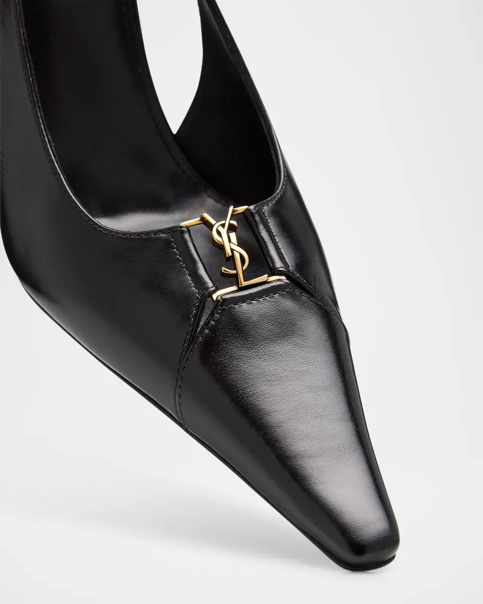 Saint Laurent Babylone Leather YSL Slingback Pumps | Thumbnail 3 Saint Laurent Babylone Leather YSL Slingback Pumps | Thumbnail 3