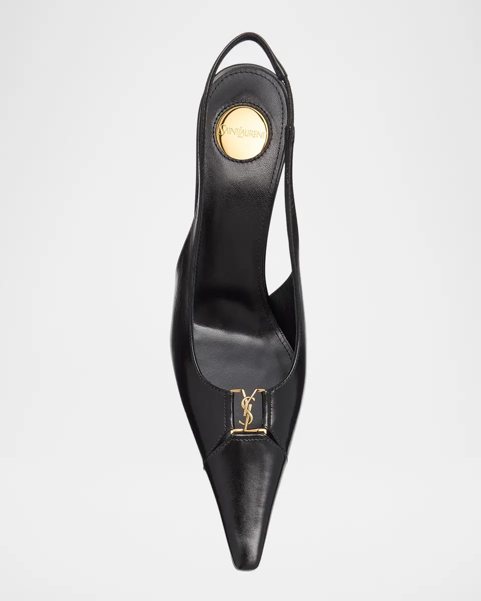 Saint Laurent Babylone Leather YSL Slingback Pumps | Thumbnail 4 Saint Laurent Babylone Leather YSL Slingback Pumps | Thumbnail 4