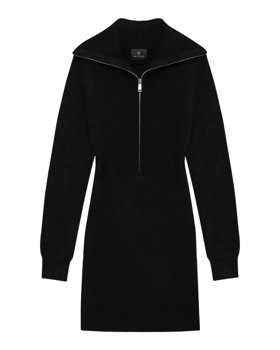 Anine Bing June Rib-Knit Mini Dress
