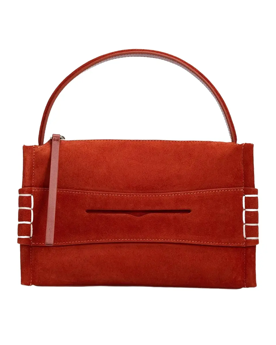 Loafter Small Suede Penny Keeper Top-Handle Bag