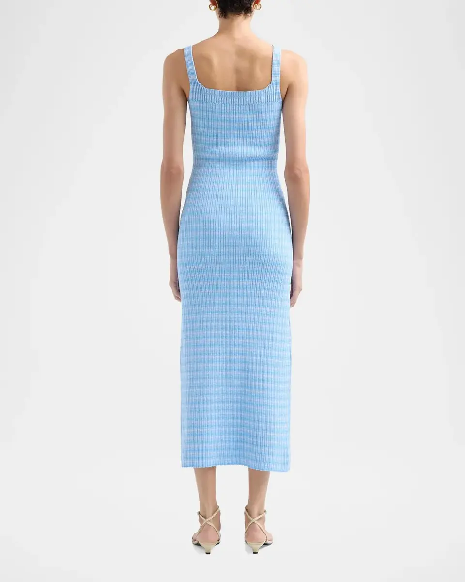 PRABAL GURUNG Square-Neck Striped Rib Knit Midi Tank Dress | Thumbnail 3 PRABAL GURUNG Square-Neck Striped Rib Knit Midi Tank Dress | Thumbnail 3