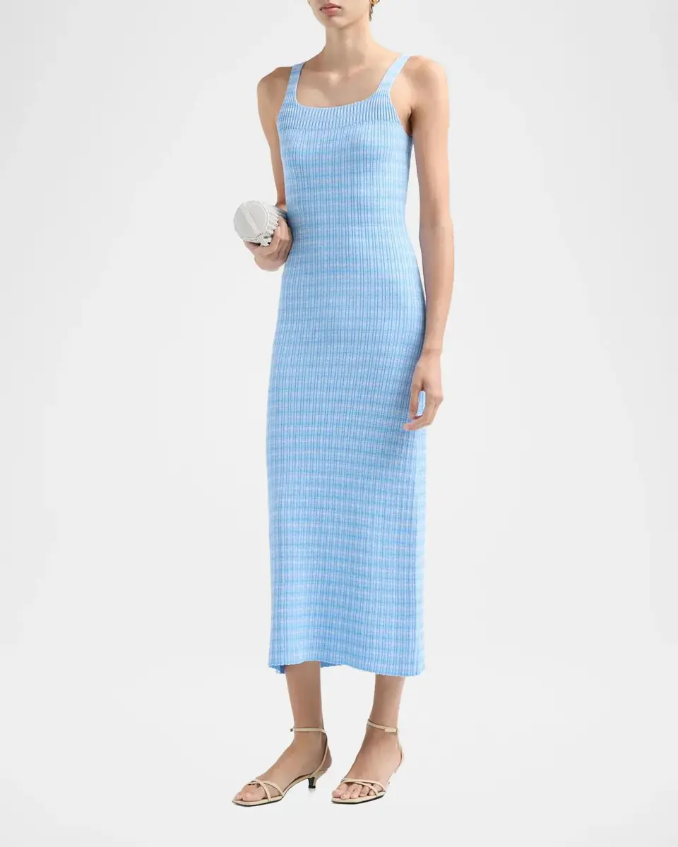 PRABAL GURUNG Square-Neck Striped Rib Knit Midi Tank Dress | Thumbnail 4 PRABAL GURUNG Square-Neck Striped Rib Knit Midi Tank Dress | Thumbnail 4