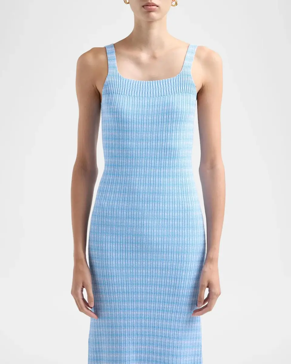 PRABAL GURUNG Square-Neck Striped Rib Knit Midi Tank Dress | Thumbnail 5 PRABAL GURUNG Square-Neck Striped Rib Knit Midi Tank Dress | Thumbnail 5