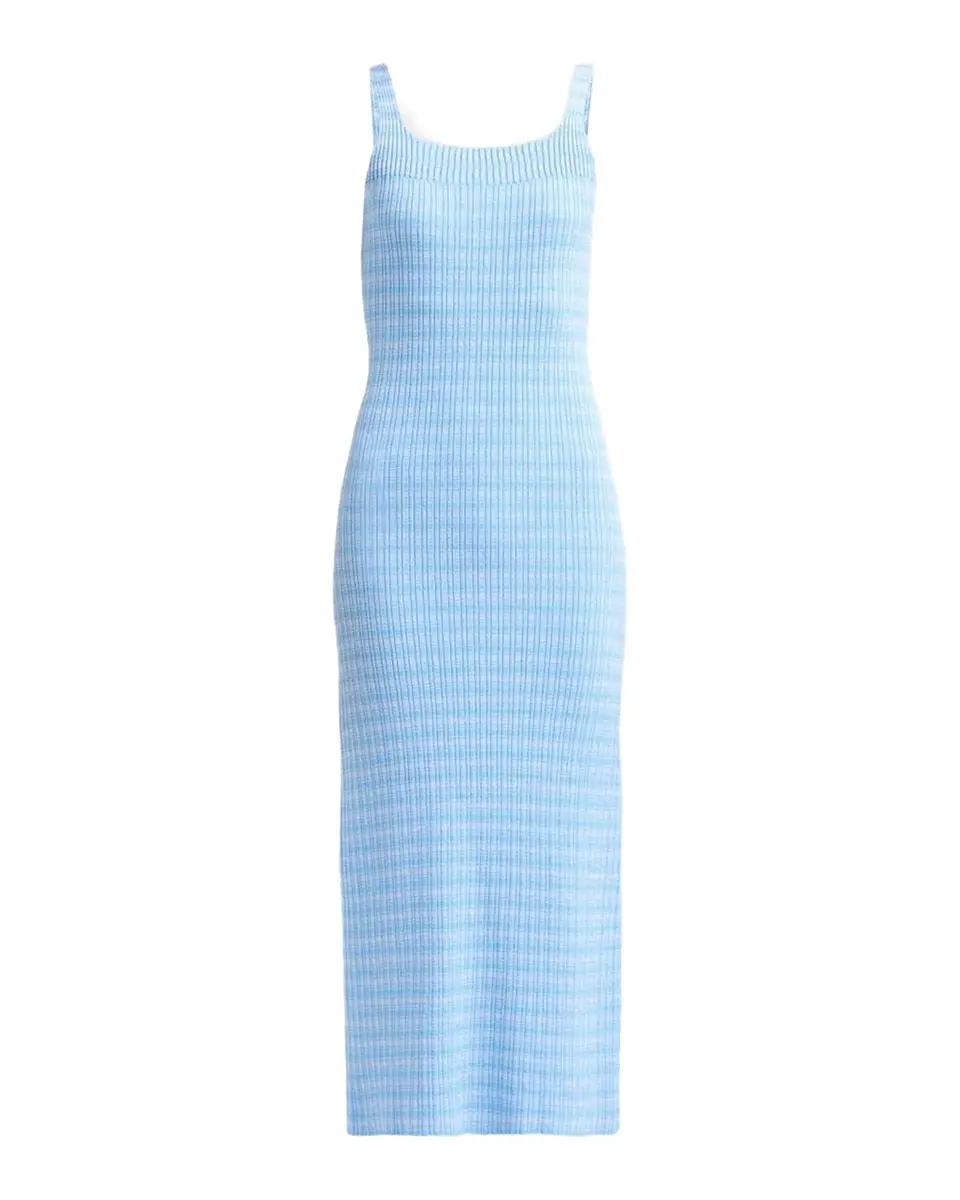 Square-Neck Striped Rib Knit Midi Tank Dress Square-Neck Striped Rib Knit Midi Tank Dress