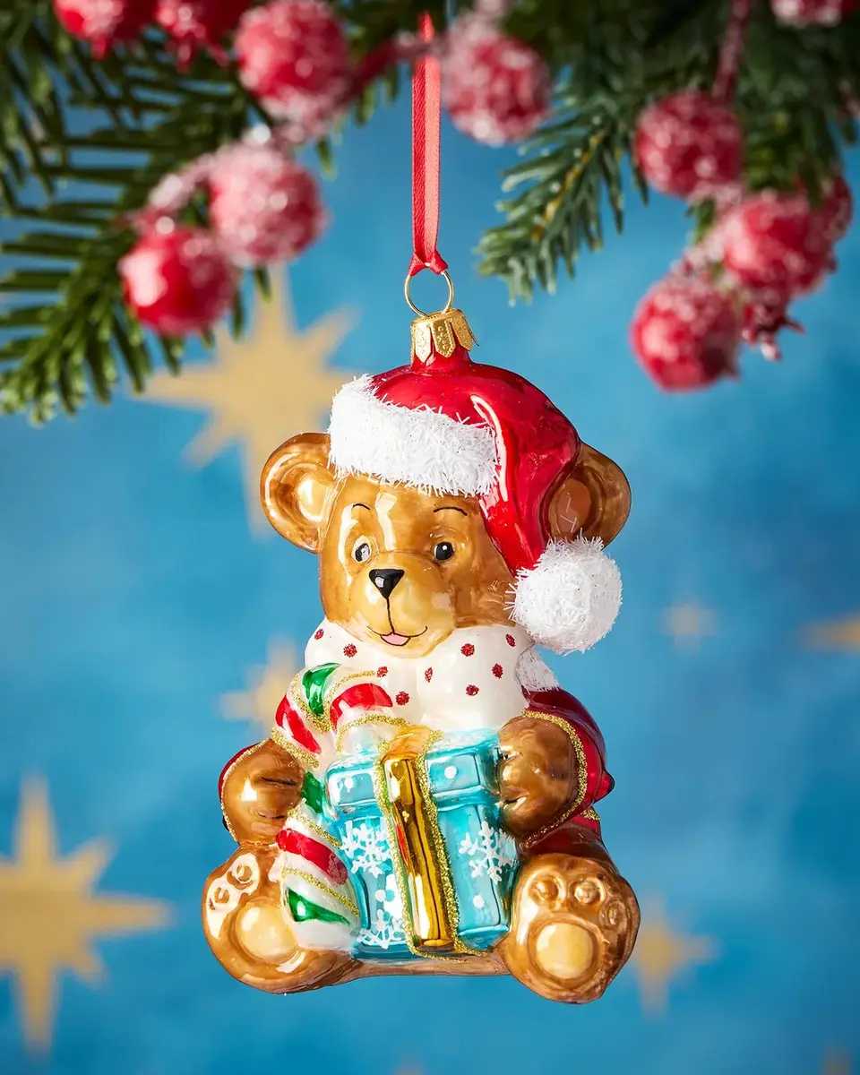 Exclusive Festive Teddy Bear Christmas Ornament | Thumbnail 3