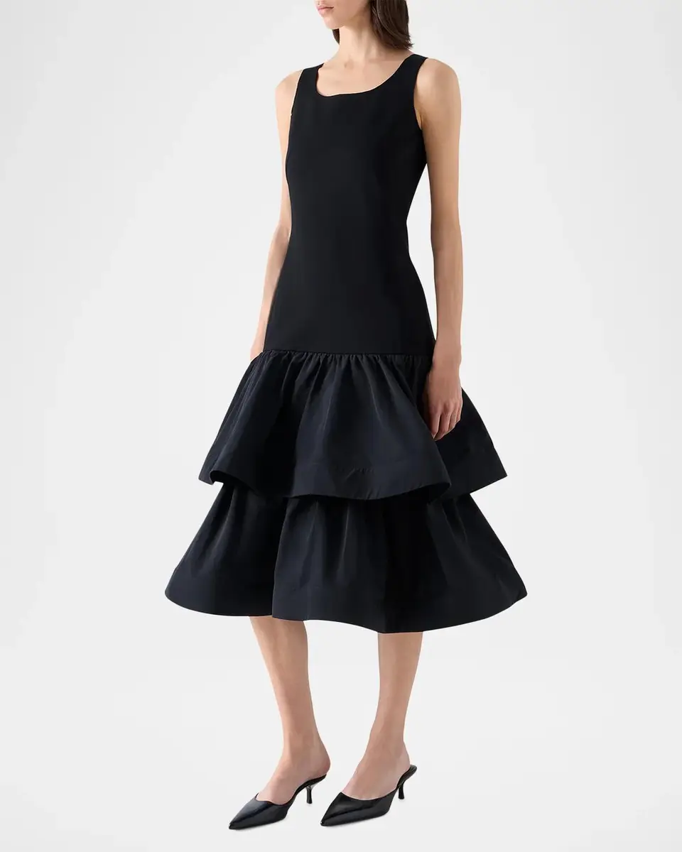 Akris punto Tiered Drop-Waist Midi Dress | Thumbnail 4 Akris punto Tiered Drop-Waist Midi Dress | Thumbnail 4