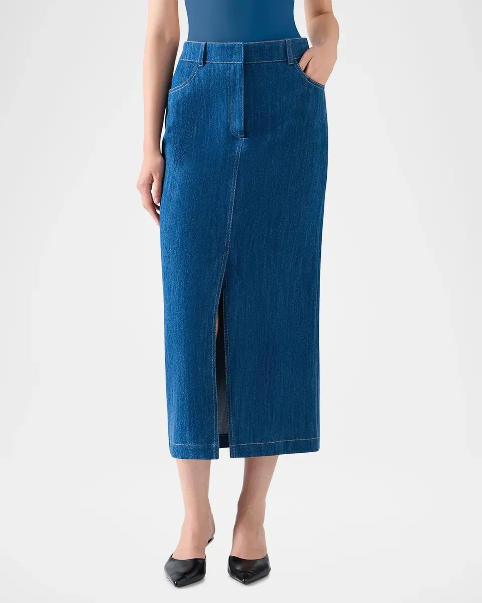 Akris punto Denim Midi Pencil Skirt | Thumbnail 2 Akris punto Denim Midi Pencil Skirt | Thumbnail 2