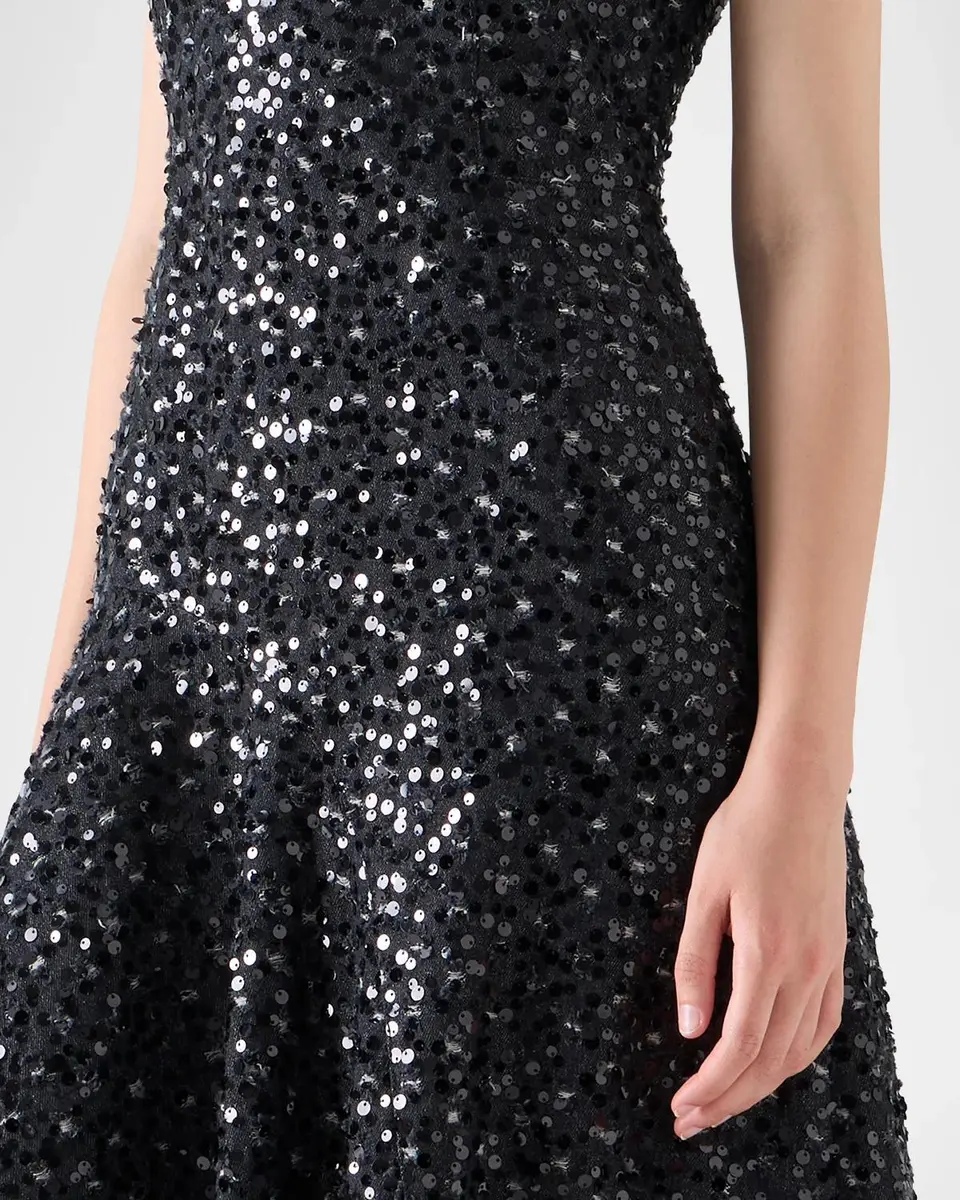 Akris punto Sequined Denim Sleeveless Handkerchief Midi Dress | Thumbnail 5