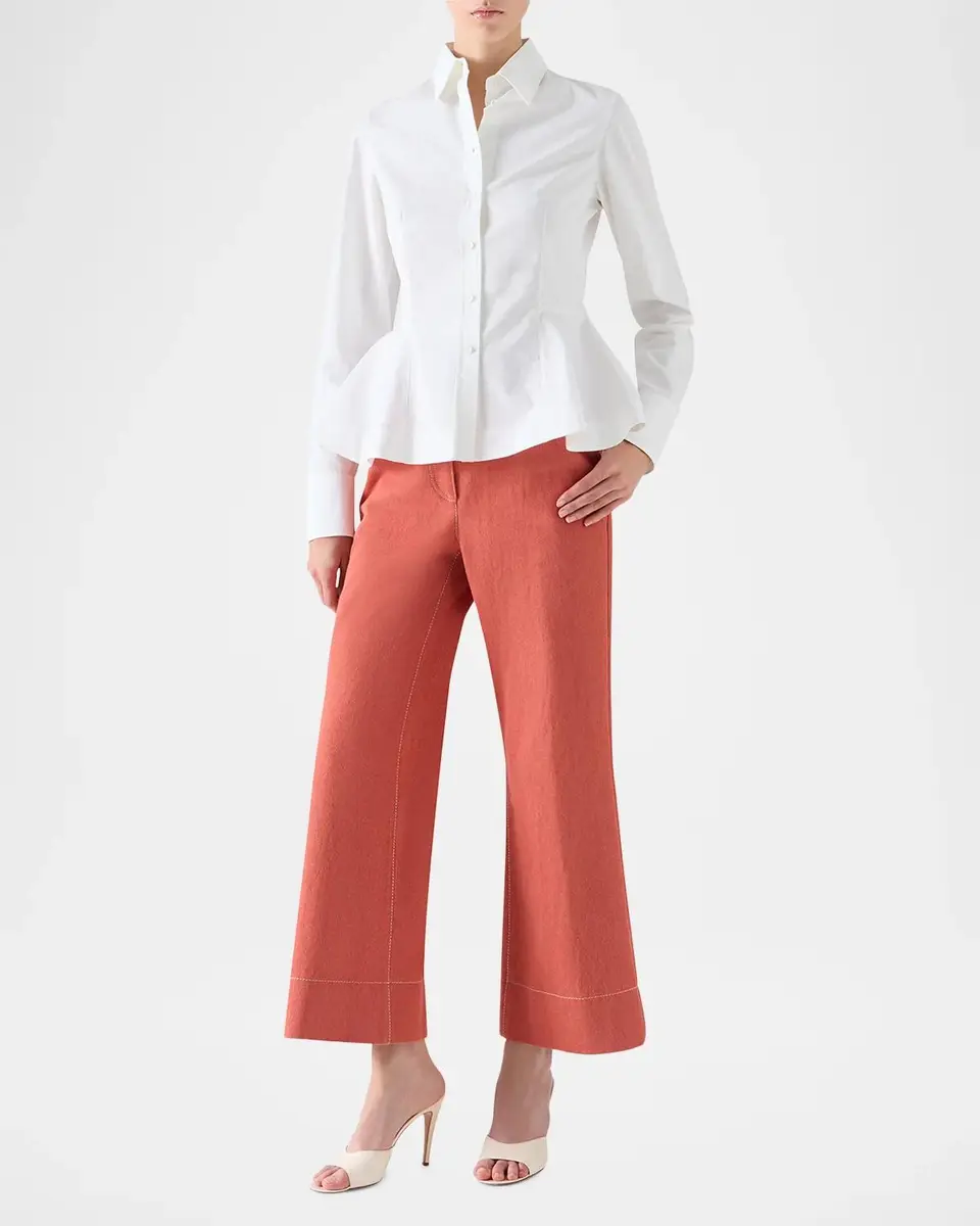 Akris punto Peplum Cotton Button-Front Blouse | Thumbnail 2 Akris punto Peplum Cotton Button-Front Blouse | Thumbnail 2