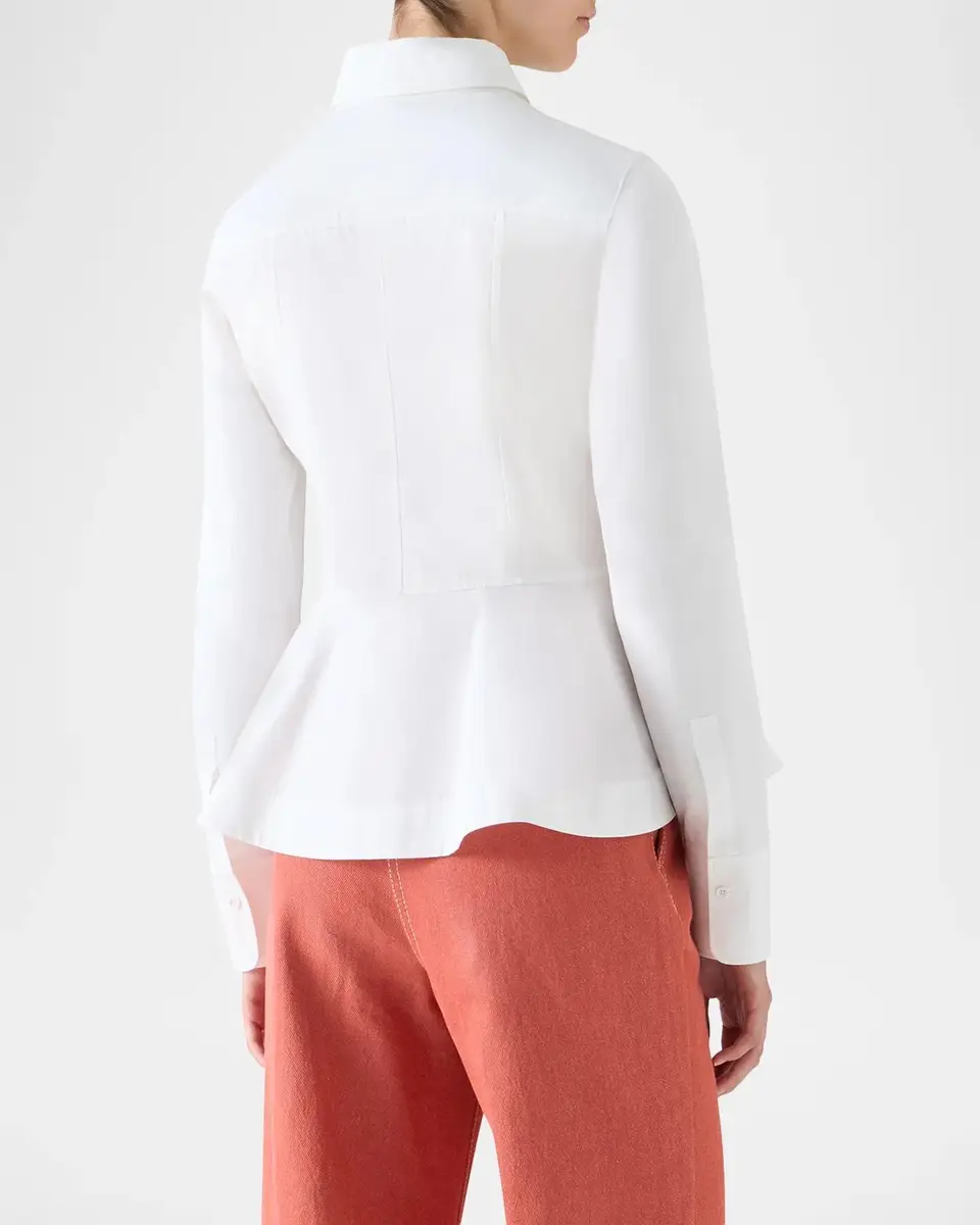 Akris punto Peplum Cotton Button-Front Blouse | Thumbnail 3 Akris punto Peplum Cotton Button-Front Blouse | Thumbnail 3