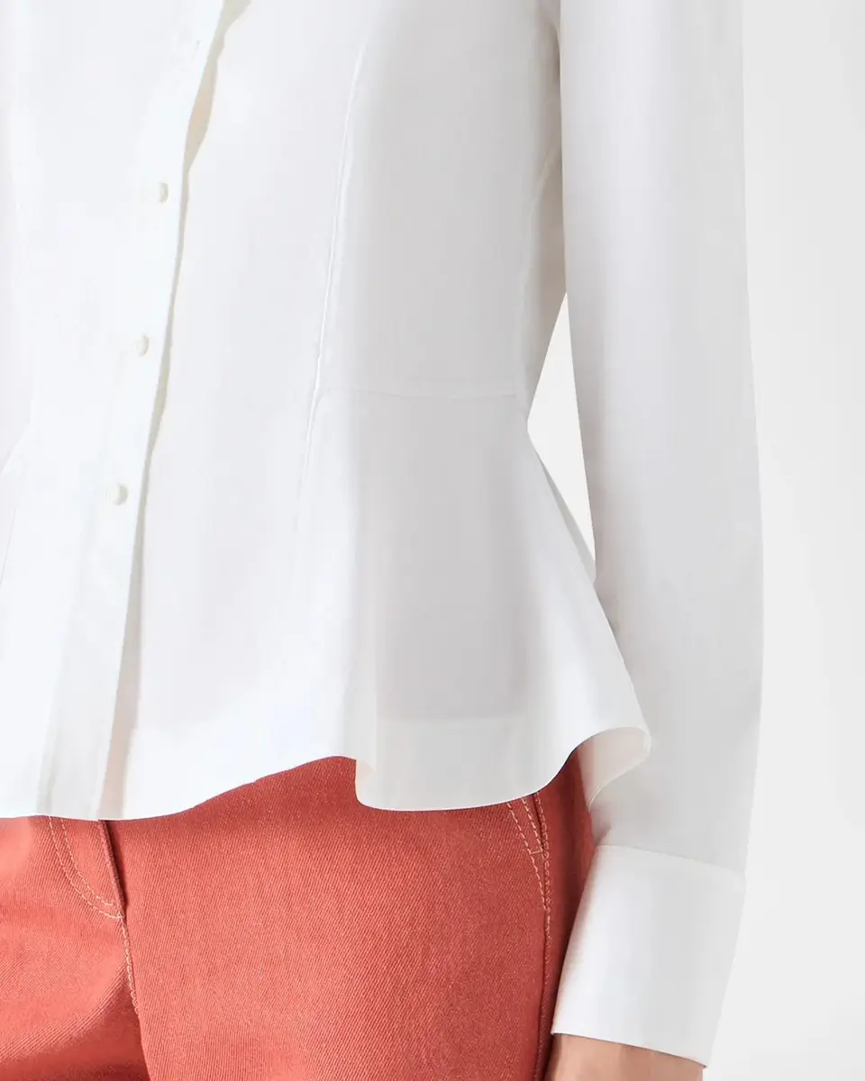 Akris punto Peplum Cotton Button-Front Blouse | Thumbnail 5 Akris punto Peplum Cotton Button-Front Blouse | Thumbnail 5