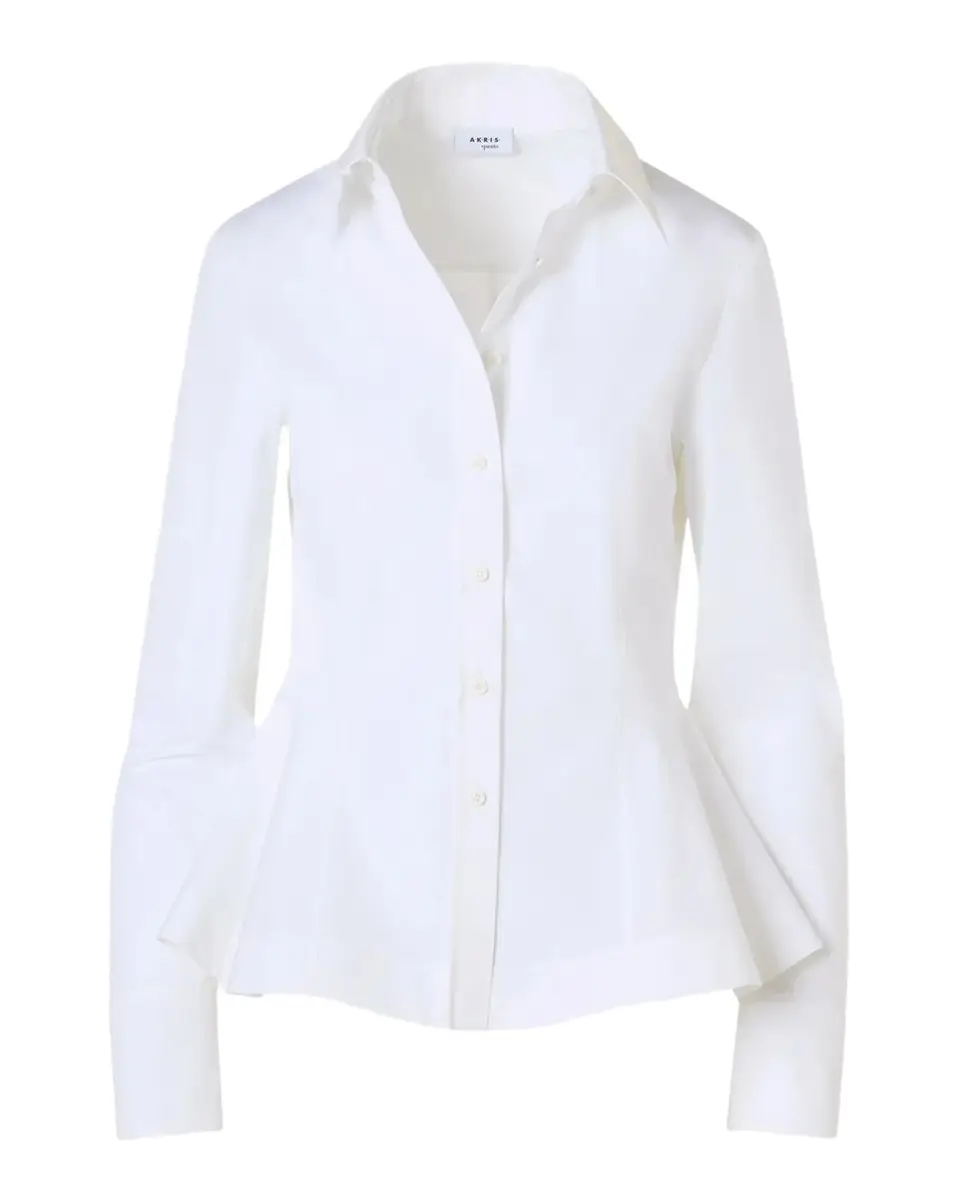Akris punto Peplum Cotton Button-Front Blouse